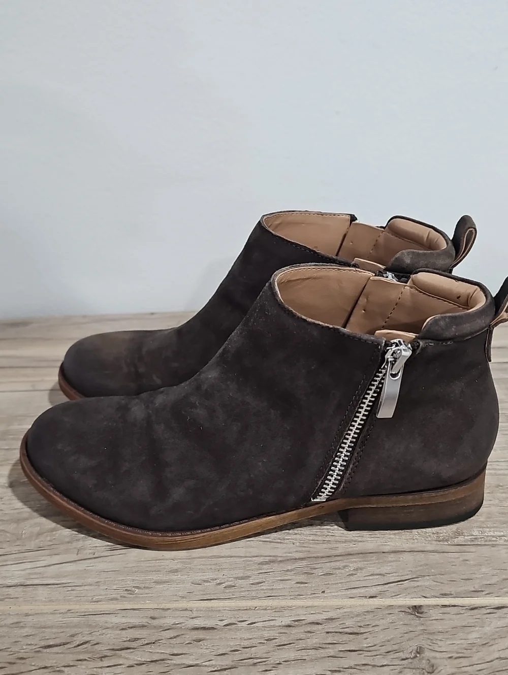 Franco Sarto Leather Brown Suede Ankle Boots Size 6 M